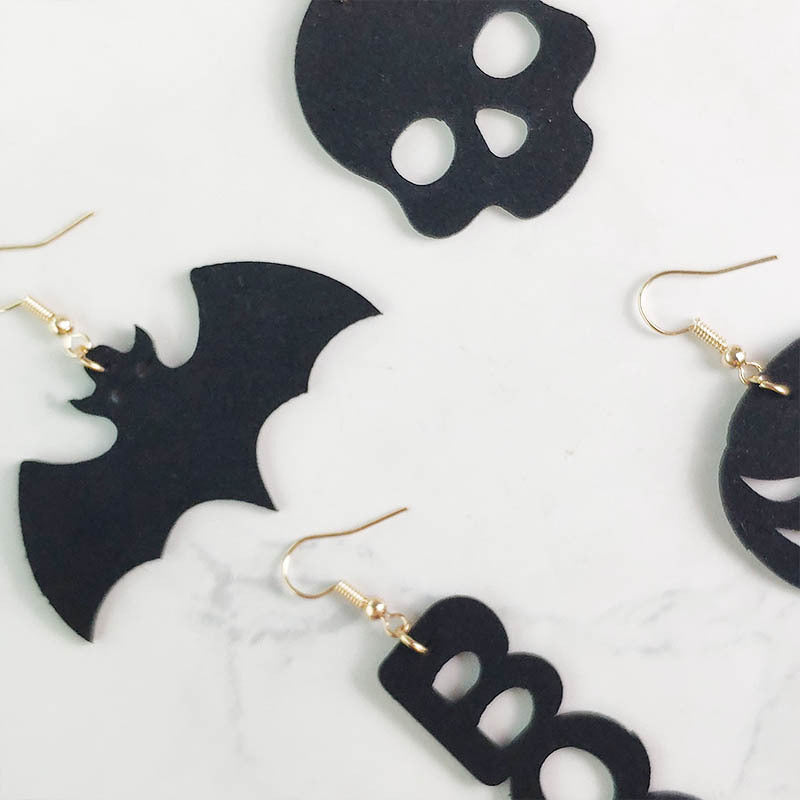Wholesale 2 Pair/Pack Halloween Skull Spider Earrings